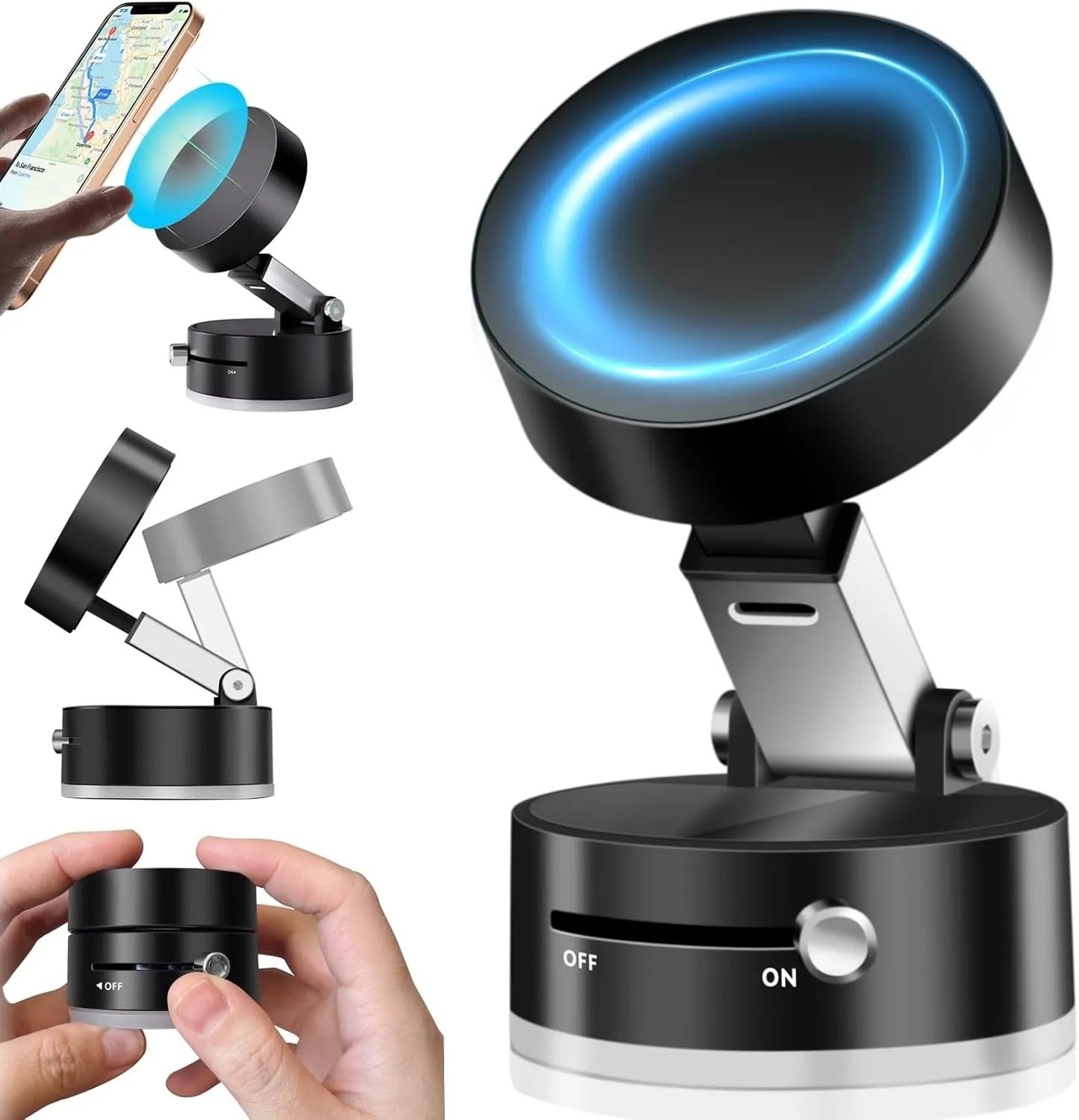Vacuum Magnetic Suction Cup Folding Swivel Stand