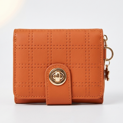 Stylish Compact Check Pattern PU Leather Wallet