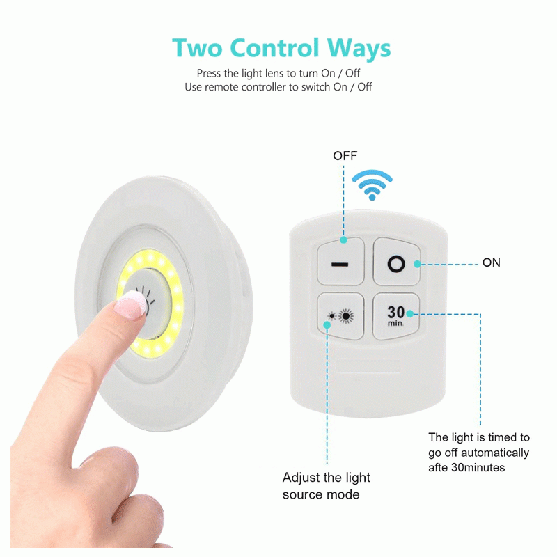 LED Tap Lights (Pack of 3) – Remote Control & Stick-On